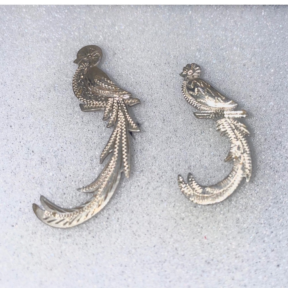Vintage Quetzal Bird Pin Brooches Set‎ Jewelry Silver Tone